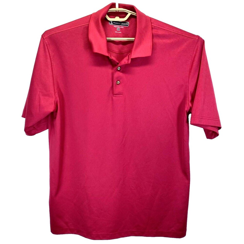 PEBBLE BEACH Performance Shirt Men’s Sz XL Short Sleeve, Stretchy, Red Polo Golf